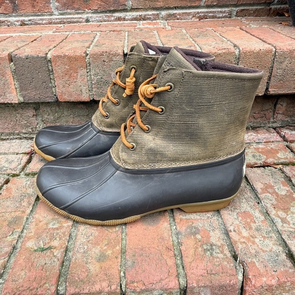 Sperry Duck Boot Green Leather Waterproof Boot Size 11M Women’s - Picture 5 of 8